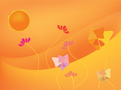 orange field design illustration minimal vector website