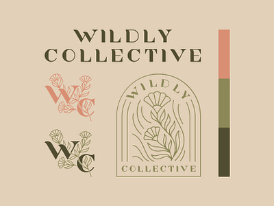 Wildly Collective WIP brand identity branding brandmark custom type floral hand lettered hand lettering illustration lettermark logo logo design procreate vector wordmark