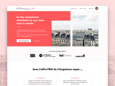 Acquereur - Homepage app application design home home screen homepage homepage design image layout red startup ui ux web