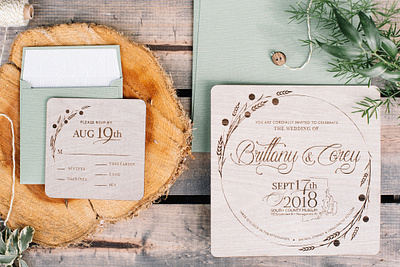 Wooden Wedding Invites adobe illustrator envelopes graphic design invitation set menu rhode island rsvp rustic typography wedding invitation weddings wood