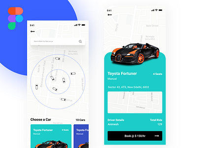 Cab Booking Screen animation app branding design flat icon illustration illustrator ui ux vector