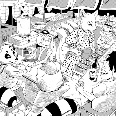 Mythical Food Stand comic comic art foodie gastronomy illustration indie comics japan restaurant