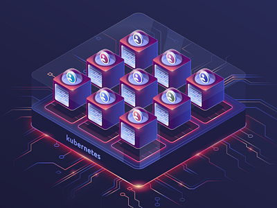 Coder Development Environments code coder computer data developer engineering illustration isometric kubernetes machine vector