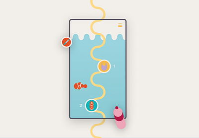 Saving Nemo - Plastic Awareness App app colorful design environment flat illustration minimal mobile plastic quiz ui ux vector