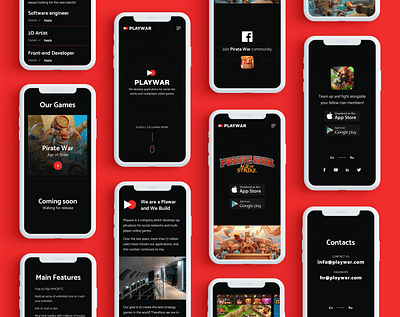 Playwar Adaptive adaptive branding corporate gaming landing mobile mobile ui