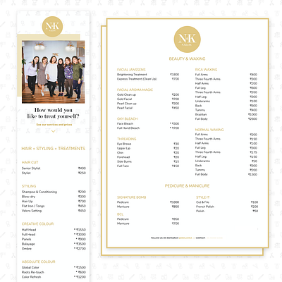 Hair Salon & Spa Menu design hair salon print