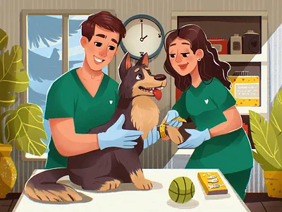 Family Business: Veterinarians animals art business characters couple design design studio digital art digital illustration digital painting dog family graphic design illustration illustration art illustrator people pets vet veterinarian