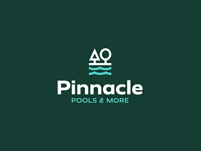 Pinnacle logo proposal creative fireplace garden green logo logo design outdoor owen pine pool pools swimming pool tree visual identity water waves
