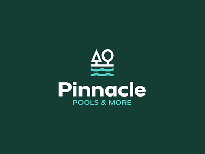 Pinnacle logo proposal creative fireplace garden green logo logo design outdoor owen pine pool pools swimming pool tree visual identity water waves