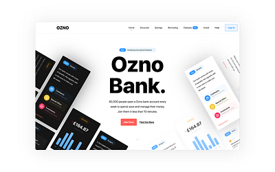 #concepts - Ozno Bank Landing Page v2 bank banking cards dashboards design fintech interface product product design ui user experience user interface userinterface ux web