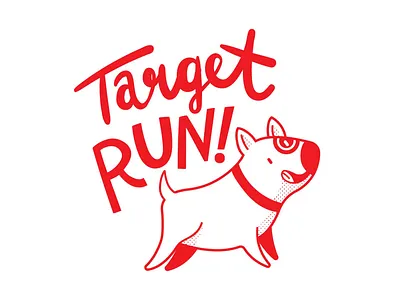 Target Run design dog flat illustration lettering minimal simple vector