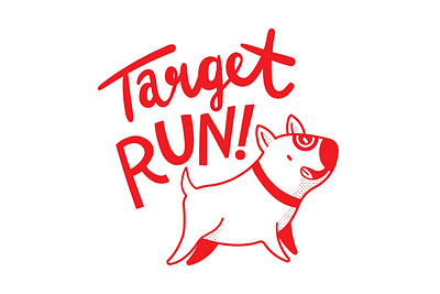 Target Run design dog flat illustration lettering minimal simple vector