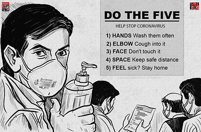 STAY SAFE FROM CORONAVIRUS art branding covid 19 creative graphic design illustration painting poster saikat sarkar illustration satyajit ray stay safe