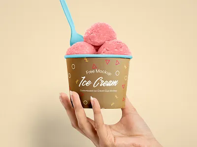 Free Ice Cream Cup Mockup with Scoop free mockup freebie freebies mock up mockup mockup design mockup psd mockups psd mockup psd mockups