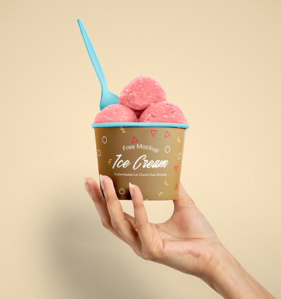 Free Ice Cream Cup Mockup with Scoop free mockup freebie freebies mock up mockup mockup design mockup psd mockups psd mockup psd mockups