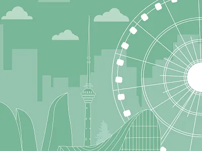Baku Illustration baku beautiful city city illustration green illustration art illustrations illustrator line illustration
