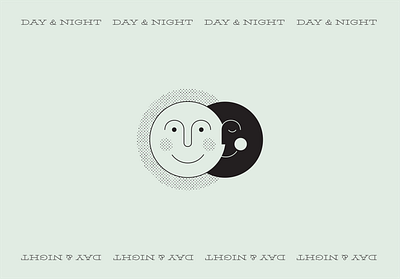 Day and Night branding day design drawing halftone icon illustration linear moon night sun typography vector