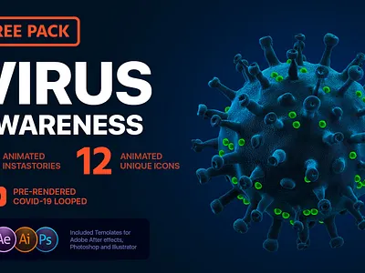 COVID 19 AWARENESS – FREE GRAPHICS PACK 3d aep ai coronavirus covid 19 covid19 free freebie freebies loop model pack template virus