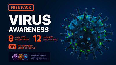 COVID 19 AWARENESS – FREE GRAPHICS PACK 3d aep ai coronavirus covid 19 covid19 free freebie freebies loop model pack template virus