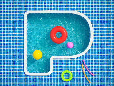 P is for Pool 36 days of type 36daysoftype 3d 3d art cinema 4d colour contemporary cool experiment octane otoy personal project render type typography vibrant