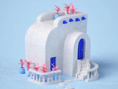 Stay Home 3d c4d cinema 4d greek house santorini