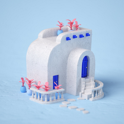 Stay Home 3d c4d cinema 4d greek house santorini