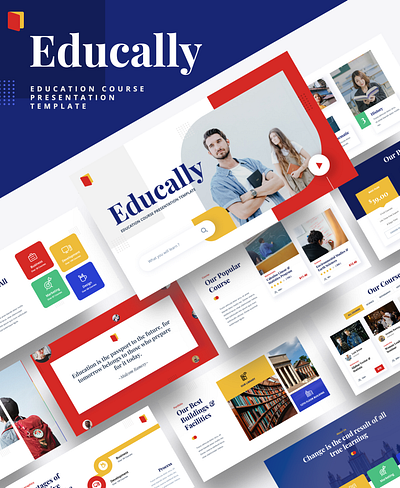 EDUCALLY – Education Course Powerpoint Template book class classroom college diploma education graduation knowledge learn learning library pencil school science student study studying technology university web