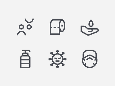 Coronavirus Icon Set corona coronavirus covid19 hand sanitizer icons line icons mask n95 social distancing toilet paper wash hands