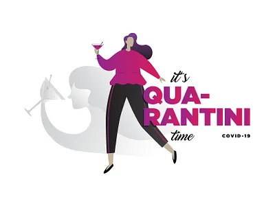 Quarantini covid 19 humor illustration martini quarantine vectors