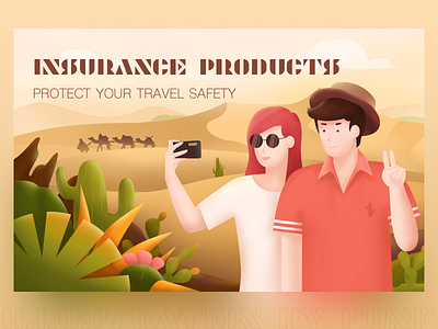 Insurance Products #4 color desert illustration man plant ps sketch