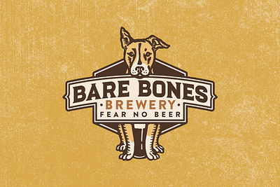 Bare Bones Brewery Logo branding crest dog cartoon dog illustration dog logo illustration illustrator logo logo badge logo crest retro retro dog vintage vintage badge vintage dog