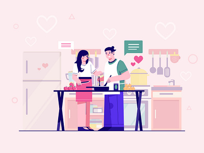 Cooking Illustration flat illustration illustration mobile pink sweet talking illustration ui website