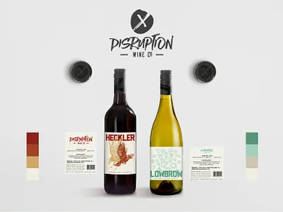 Disruption Wine Co. branding design illustration logo package design screen printing texture typography