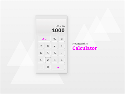 Daily UI Day 4: Neumorphic Calculator app design apple calculator calculator app calculator ui dailyui day004 math mobile neumorphic pink shape skeumorphic skeumorphism type