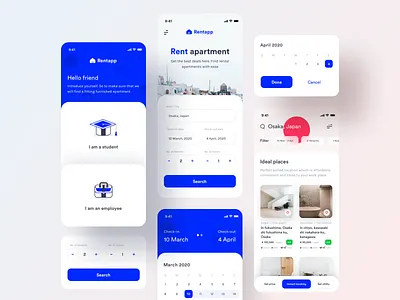 Rent App all screens amenities apartment application booking calendar employee filter home japan lease months neel place prakhar rent rental app set price sharma student tenant