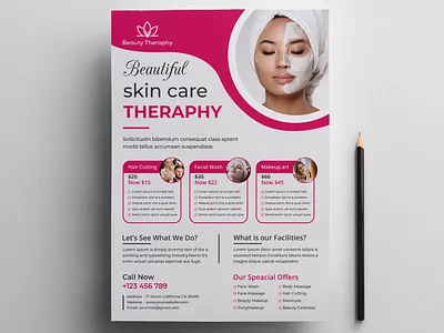 Creative Pink Spa Beauty Skin Care Flyer Design beauty body brand design brand identity business flyer design business flyers commercial corporate creative design dl flyer facial flyer health massage relaxing skincare spa