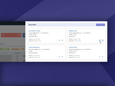 Slide-In Content Display cards cards ui enquiry guest details guest enquiry hotel room booking pop up popup slide in