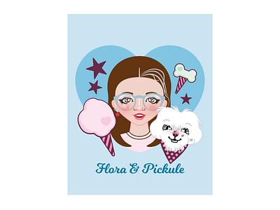 Poodle Floss, Flora and Pickule custom illustration digital art digital illustration houston houtx illustration katsola kawaii vector art