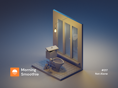 Not Alone 3d 3d art alone blender blender3d contrast diorama illustration isometric isometric design isometric illustration low poly night solitude toilet toilet paper toiletpaper toilets