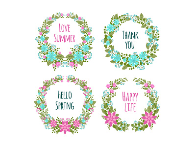 Flower Wreaths design flowers illustration invite spring springtime summer flyer summertime vector wreath