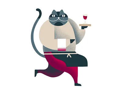 Waiter | MAFIA THE CAT animal cat design graphic illustration procreate