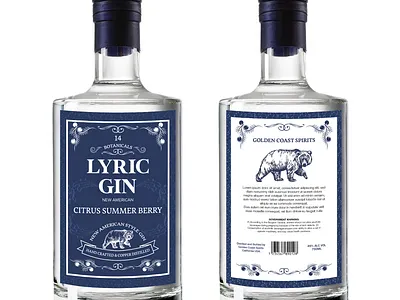 Lyric gin label design detailed illustration label
