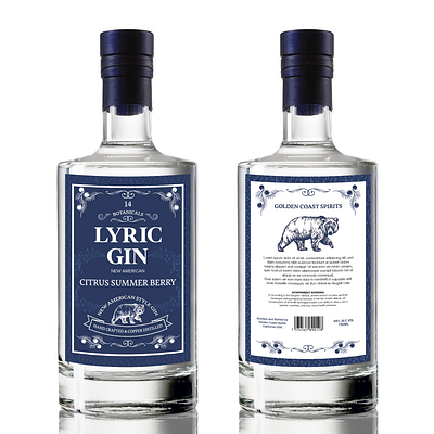 Lyric gin label design detailed illustration label