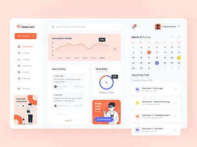 Eduka Dashboard app apps bootstrap clean course dashboard dashboard design e learning education group learning app managment orange school simple startup ui web design website