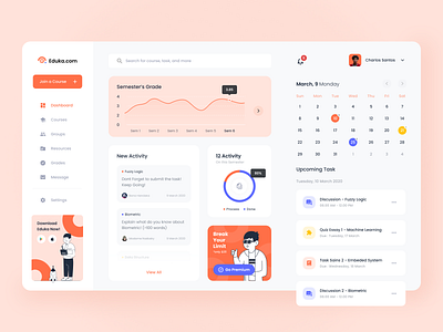 Eduka Dashboard app apps bootstrap clean course dashboard dashboard design e learning education group learning app managment orange school simple startup ui web design website