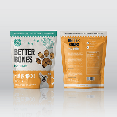 Dog treats label design dog food illustration playful pouch