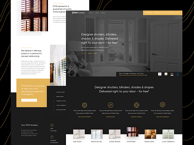 DFW Shutters - Website design for Premium Shutters Company branding dark background dark theme dark theme ui design studio graphic design graphic designing homepage hybreed iconography icons minimalism ui user experience design wearehybreed web web design web interface website