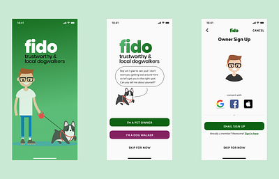 fido - Trustworthy & Local Dog Walkers branding casestudy design ux