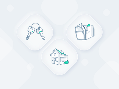 Outline illustrations design green home house illustration inspiration key keys mail mailbox neumorphic neumorphism outline outlines perspective sketch ui ux vector web