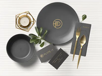 Plate IT Restaurant Brand Identity Design branding design diamond excellent food hotel idenity logo plate plateit retro right wordmark